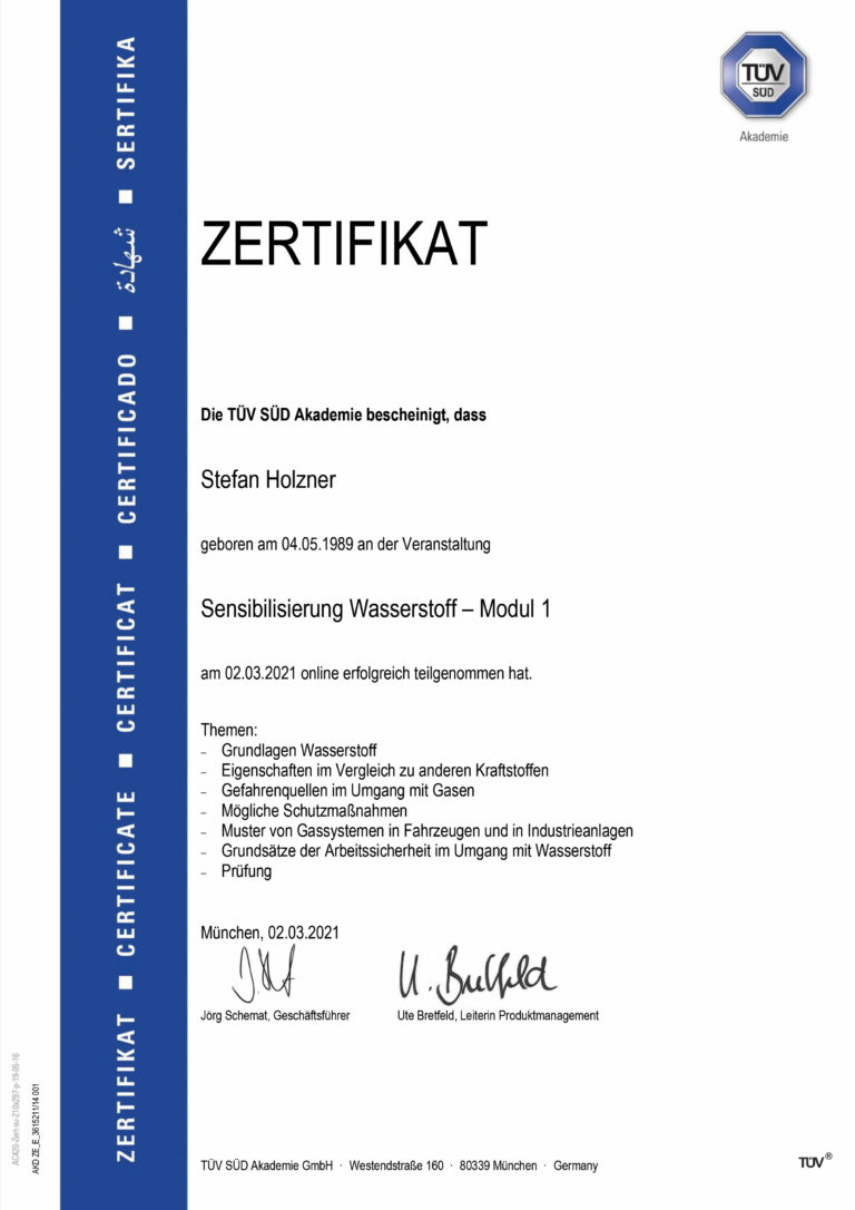 Zertifikat-Wasserstoff-Modul-1